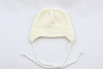 Detské čiapky - Biela ušianka MERINO - 15586586_