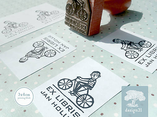 Materiál ručne robený - Cyklista: pečiatka 3x4 cm - 15586668_