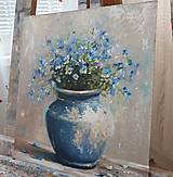 Obrazy - Obraz "Lúčne kvety v antickej váze" - olejomaľba, 26.5x30 cm - 15585156_