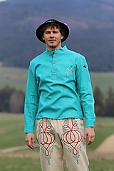 Pánske oblečenie - Pánska vyšívaná ľanová košeľa - 15586749_