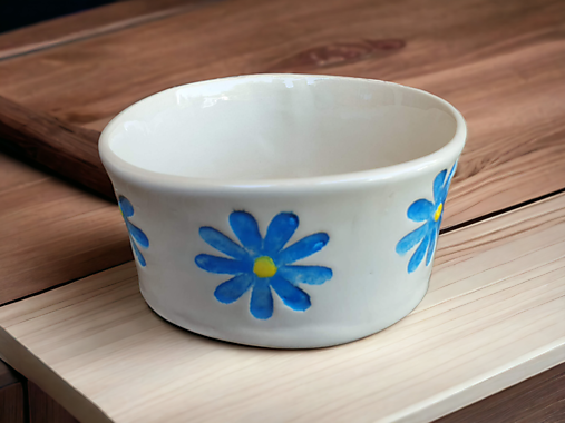 Nádoby - Müsli miska Kvietky modré 400ml - 15588839_