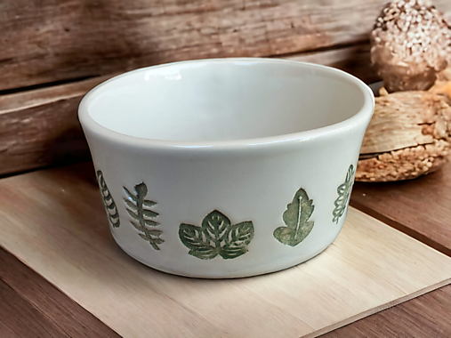 Nádoby - Müsli miska Lístky zeleň 400ml - 15588859_