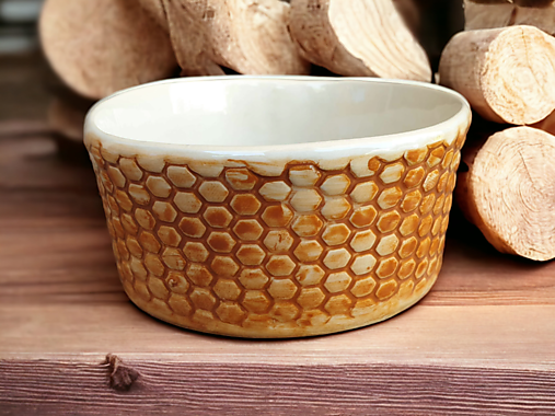 Nádoby - Müsli miska Včelí plást 400ml - 15588874_