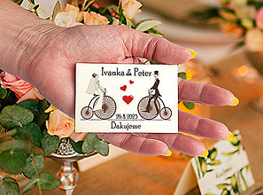 Darčeky pre svadobčanov - Svadobná magnetka z dreva - 15588691_