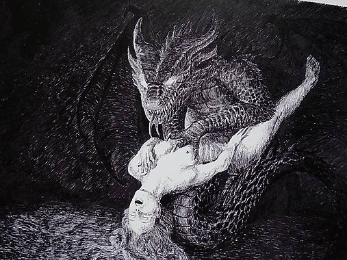 Kresby - Coierit cum draconis - print - 15589711_