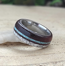 Prstene - Oceľový prsteň s magnezitom, tyrkysom a amarantom - 15590711_