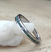 Prstene - Oceľový prsteň s malachitom a Swarovski - 15590818_