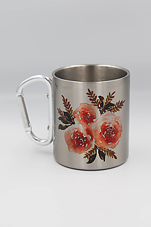 Nádoby - Kovový termohrnček s karabínkou „MILOVANÁ BOŽIA“ kvety - 15589457_