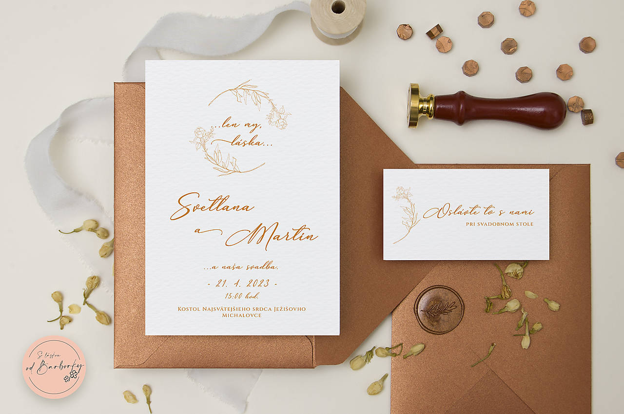 Svadobné oznámenie B#88 (Pozvánka k svadobnému stolu na hladkom papieri)