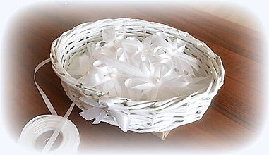 Svadobné pierka - pierka - biela  s perličkou (košík na pierka) - 15588829_