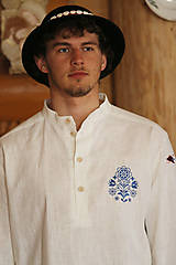 Pánske oblečenie - Pánska vyšívaná ľanová košeľa - 15588809_