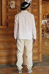 Pánske oblečenie - Pánska vyšívaná ľanová košeľa - 15588816_