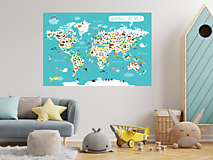 Obrazy - Plagát pre deti do detskej izby mapa sveta - 15589024_
