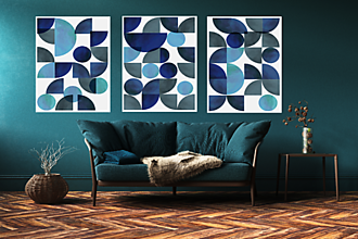 Grafika - Set 3 abstraktných plagátov v modrej farbe - 15588569_