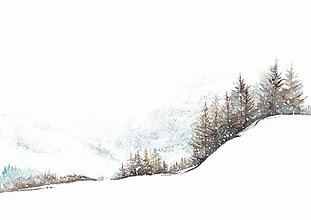 Obrazy - Zimná krajinka II. - Art print originálneho akvarelového obrazu - 15589084_