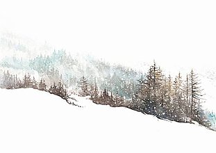 Obrazy - Zimná krajinka I. - Art print originálneho akvarelového obrazu - 15589101_
