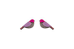 Náušnice - Drevené náušnice Purple Cutebird Earrings - 15592711_