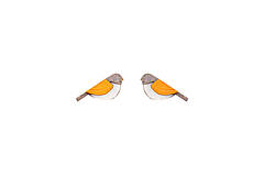 Náušnice - Drevené náušnice Orange Cutebird Earrings - 15592778_