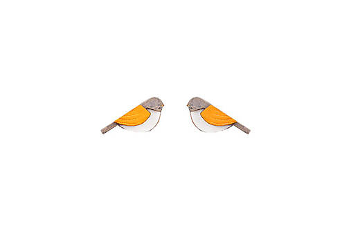 Drevené náušnice Orange Cutebird Earrings