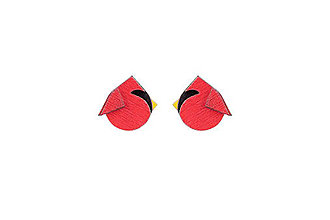 Náušnice - Drevené náušnice Red Cutebird Earrings - 15592701_