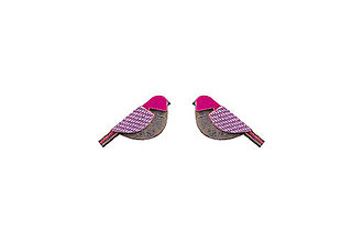 Náušnice - Drevené náušnice Purple Cutebird Earrings - 15592711_