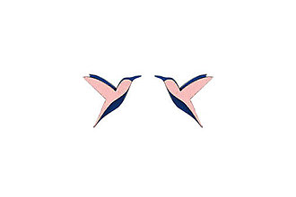 Náušnice - Drevené náušnice Pink Hummingbird Earrings - 15592740_