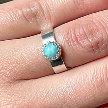 Prstene - Larimar Filigree Silver Ag925 Ring / Strieborný prsteň s larimarom A0007 - 15592094_