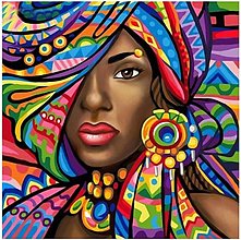 Iný materiál - Diamantové maľovanie/mozaika, 40x30 cm (Afričanka) - 15591346_