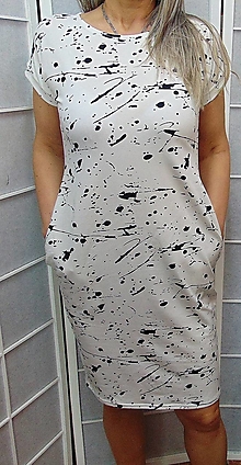 Šaty - Šaty s kapsami - kaňky na bílé S - XXXL - 15591065_