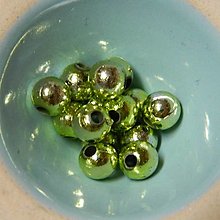 Korálky - Guličky 6 mm (kusový predaj) (zelenožltá-kovový vzhľad) - 15590952_