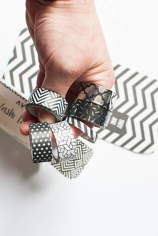 Papier - Black - White Gemetric Washi set - 15592936_