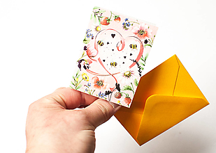 Papiernictvo - Mini prianie s obálkou "včielky v srdci" - 15593255_