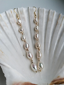 Náušnice - Calliope - extra dlhé perlové náušnice - 15593001_