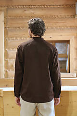 Pánske oblečenie - Pánska vyšívaná ľanová košeľa - 15591321_