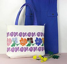 Veľké tašky - veľká letná taška modrá s kvetinovým vzorom - 15591312_