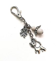Kľúčenky - Kľúčenka "mačka" s anjelikom (sivá) - 15594127_