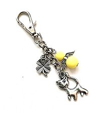 Kľúčenky - Kľúčenka "mačka" s anjelikom (žltá) - 15594128_