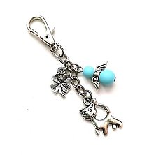 Kľúčenky - Kľúčenka "mačka" s anjelikom (modrá svetlá) - 15594134_