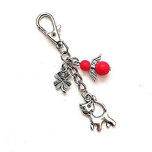 Kľúčenky - Kľúčenka "mačka" s anjelikom (červená) - 15594141_