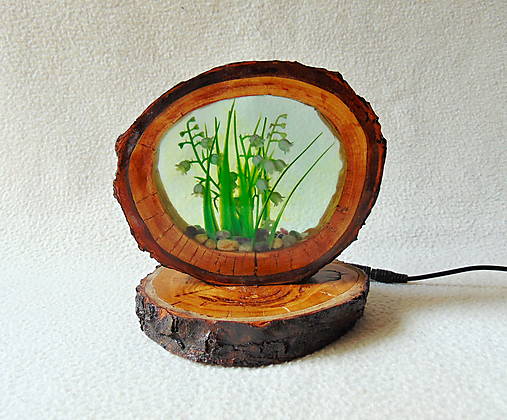 Svietidlá - Lampa drevo a živica Konvalinky - 15594904_