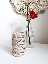 Svietidlá - Béžový čipkový svietnik / váza - 15594477_