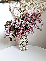 Dekorácie - Béžová krajková upcyklovaná váza - 15594499_