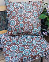 Úžitkový textil - Sedáky na stoličky tyrkysové mandaly na čokoládovej - 15596164_