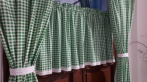 Úžitkový textil - Vitrážková záclonka-zelená retro kocka (Vitrážka) - 15597116_