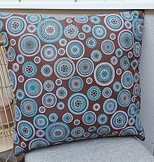 Úžitkový textil - Obliečky na vankúše tyrkysové mandaly na čokoládovej (50×50cm) - 15596148_