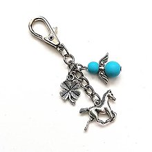 Kľúčenky - Kľúčenka "kôň" s anjelikom (modrá) - 15597429_