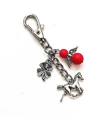 Kľúčenky - Kľúčenka "kôň" s anjelikom (červená) - 15597445_