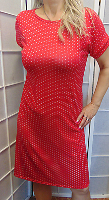 Šaty - Šaty puntíky na červené S - XXXL - 15597333_