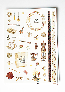Papier - Nálepky embosované A4 "Clock" - 15595687_