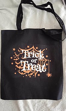 Nákupné tašky - Hrubšia bavlnená nákupná taška s dlhými ušami  (Trick or Treat Halloween) - 15596756_